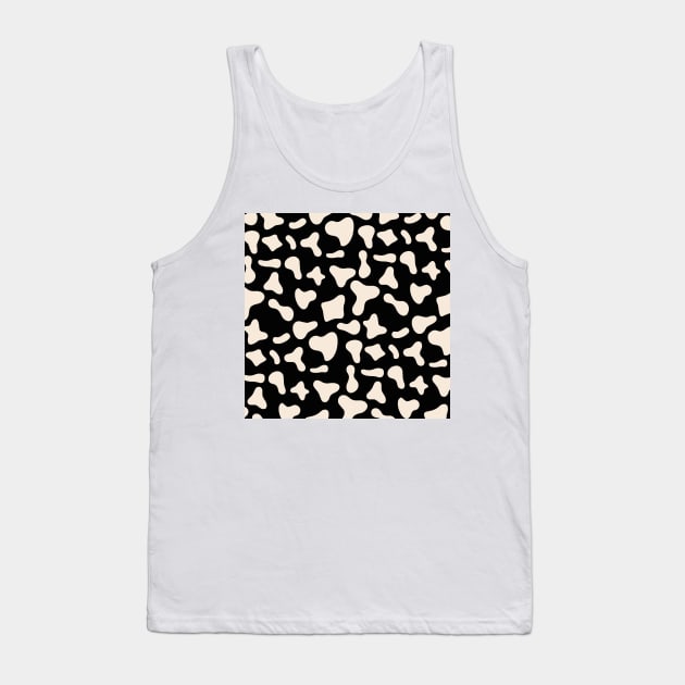 Milk Dairy Cow Print Pattern on Black Background Tank Top by Cow Print Stuff